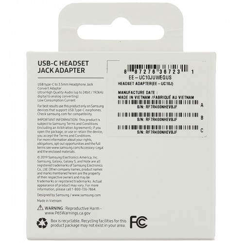 USB C to Jack 3.5 mm Adapter Samsung EE-UC10JUWE image 2