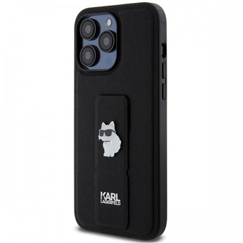 Karl Lagerfeld KLHCP13XGSACHPK iPhone 13 Pro Max 6.7" czarny|black hardcase Gripstand Saffiano Choupette Pins image 2