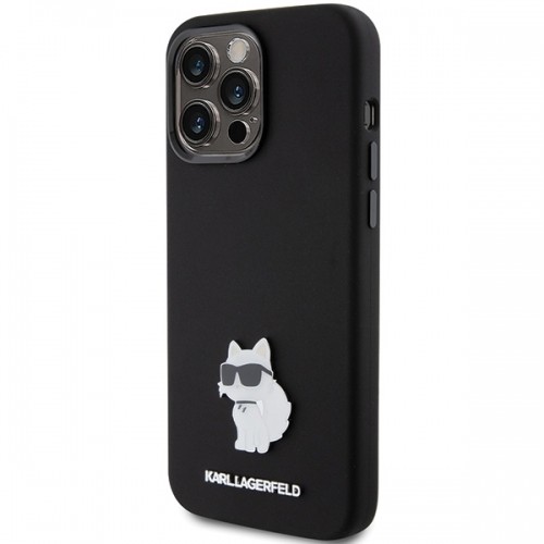 Karl Lagerfeld KLHCP15XSMHCNPK iPhone 15 Pro Max 6.7" czarny|black Silicone Choupette Metal Pin image 2