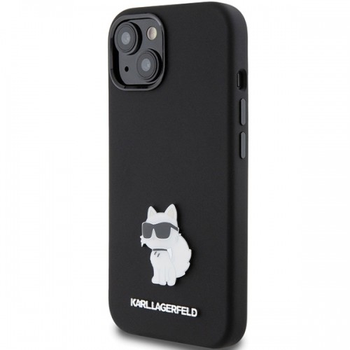 Karl Lagerfeld KLHCP15SSMHCNPK iPhone 15 6.1" czarny|black Silicone Choupette Metal Pin image 2
