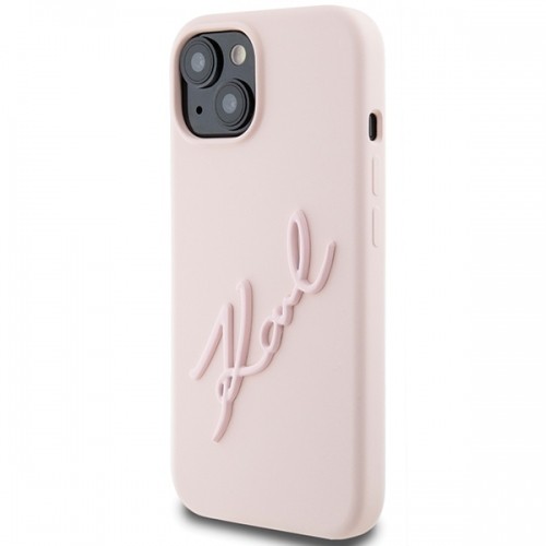 Karl Lagerfeld KLHCP15SSKSBMCP iPhone 15 6.1" różowy|pink hardcase Silicone Karl Script image 2