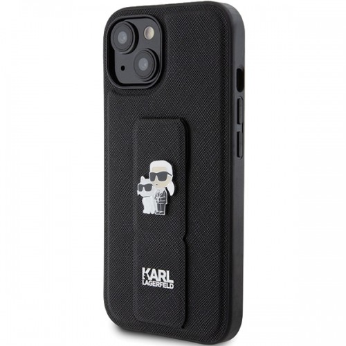 Karl Lagerfeld KLHCP15MGSAKCPK iPhone 15 Plus 6.7" czarny|black hardcase Gripstand Saffiano Karl&Choupette Pins image 2