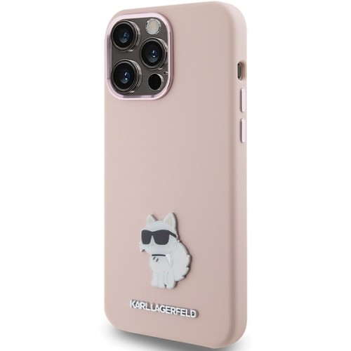 Karl Lagerfeld KLHCP15LSMHCNPP iPhone 15 Pro 6.1" różowy|pink Silicone Choupette Metal Pin image 2