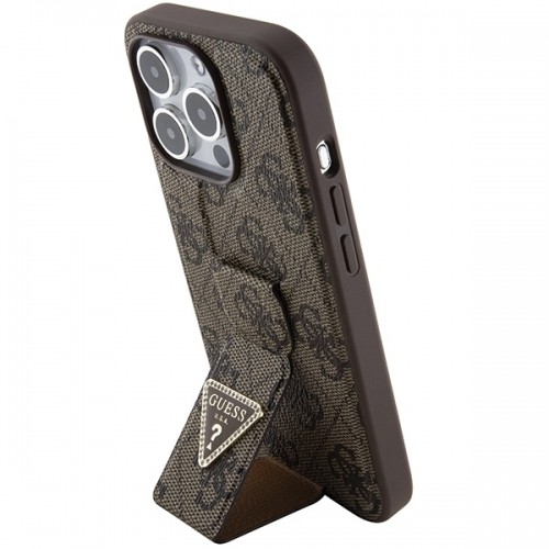 Guess GUHCP15XPGS4TDW iPhone 15 Pro Max 6.7" brązowy|brown hardcase Grip Stand 4G Triangle Strass image 2