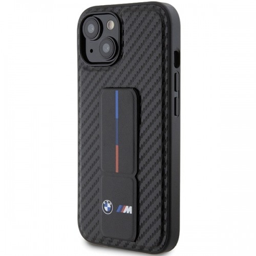 BMW BMHCP15SGSPCCK iPhone 15 6.1" czarny|black hardcase Grip Stand Smooth & Carbon image 2