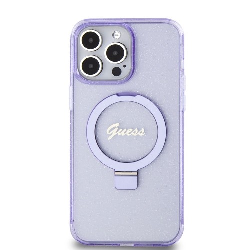 Guess IML Ring Stand Glitter MagSafe Case for iPhone 15 Pro Max Purple image 2