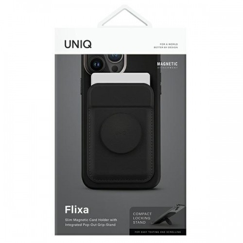 UNIQ Flixa magnetyczny portfel na karty z podpórką czarny|jet black MagSafe image 2