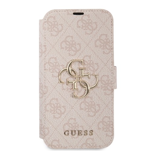 Guess PU Leather 4G Metal Logo Book Case for iPhone 15 Pink image 2