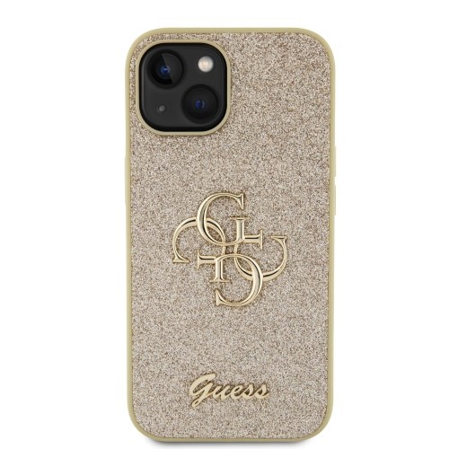 Guess PU Fixed Glitter 4G Metal Logo Case for iPhone 13 Gold image 2