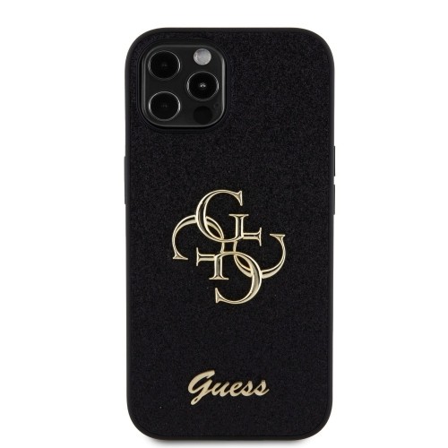 Guess PU Fixed Glitter 4G Metal Logo Case for iPhone 12|12 Pro Black image 2