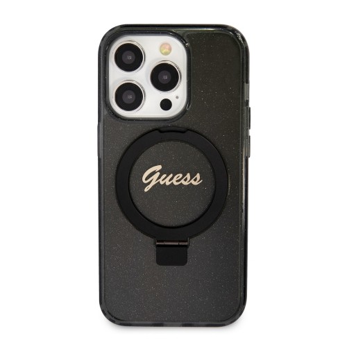 Guess IML Ring Stand Glitter MagSafe Case for iPhone 15 Pro Black image 2