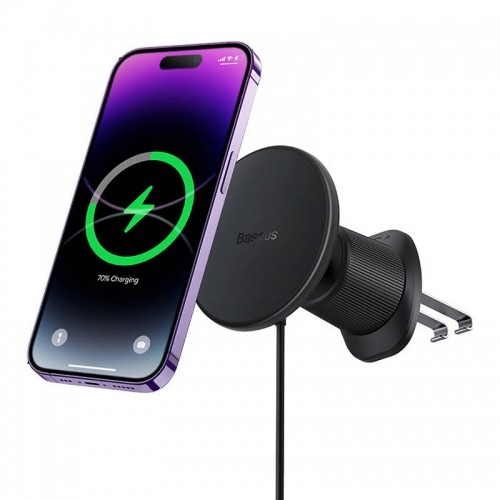 magnetic Car Phone Holder Baseus with wireless charging CW01 (Black) image 2