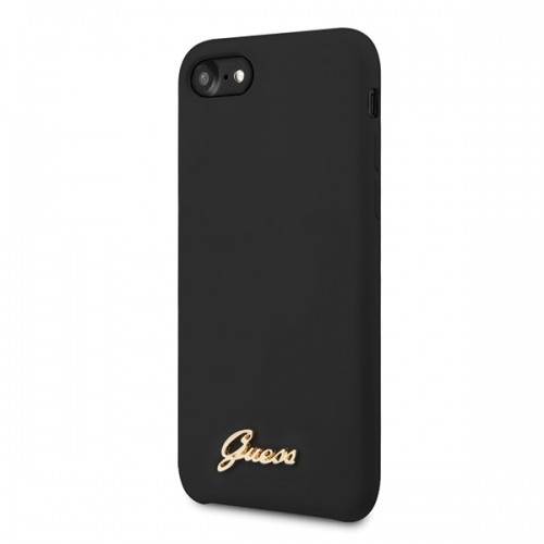 Guess GUHCI8LSLMGBK iPhone 7|8|SE 2020 | SE 2022 black|czarny hard case Silicone Vintage Gold Logo image 2