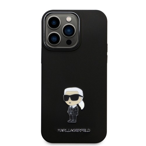Karl Lagerfeld Liquid Silicone Metal Ikonik Case for iPhone 15 Pro Max Black image 2