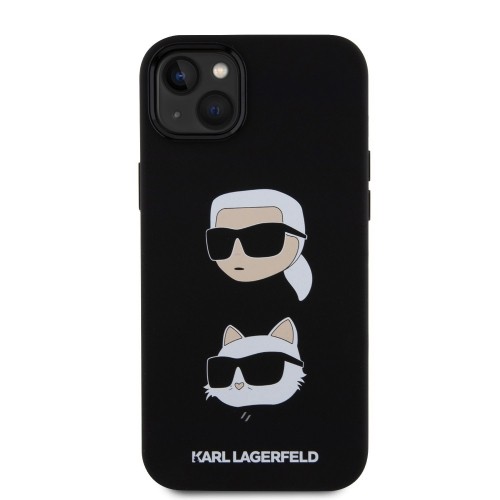 Karl Lagerfeld Liquid Silicone Karl and Choupette Heads Case for iPhone 15 Plus Black image 2