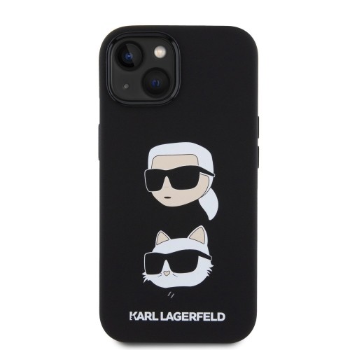 Karl Lagerfeld Liquid Silicone Karl and Choupette Heads Case for iPhone 15 Black image 2