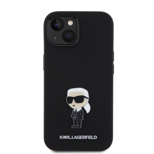 Karl Lagerfeld Liquid Silicone Metal Ikonik Case for iPhone 15 Black image 2