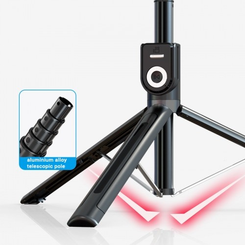 OEM Selfie Stick - with detachable bluetooth remote control and tripod - P81 1,6 metres BLACK image 2