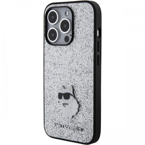 Karl Lagerfeld KLHCP15XGCNPSG iPhone 15 Pro Max 6.7" srebrny|silver hardcase Fixed Glitter Choupette Logo Metal Pin image 2