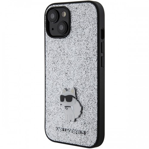 Karl Lagerfeld KLHCP15SGCNPSG iPhone 15 6.1" srebrny|silver hardcase Fixed Glitter Choupette Logo Metal Pin image 2