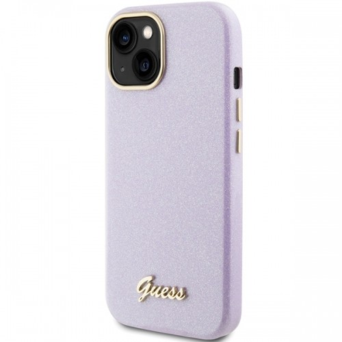 Guess GUHCP15SPGMCSL iPhone 15 6.1" liliowy|lilac hardcase Glitter Glossy Script image 2