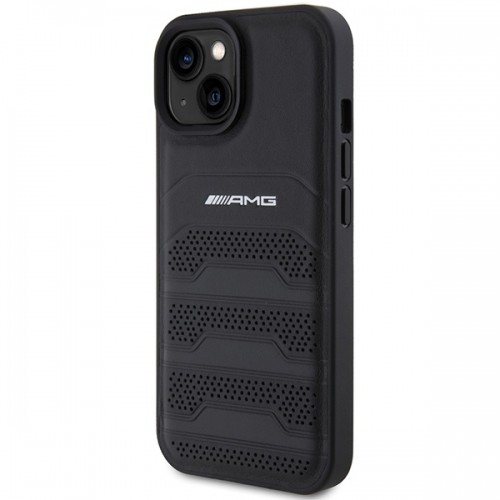 Mercedes AMG AMHCP15SGSEBK iPhone 15 6,1" czarny|black hardcase Leather Debossed Lines image 2