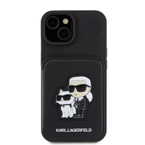 Karl Lagerfeld PU Saffiano Card Slot Stand Karl and Choupette Case for iPhone 15 Black image 2