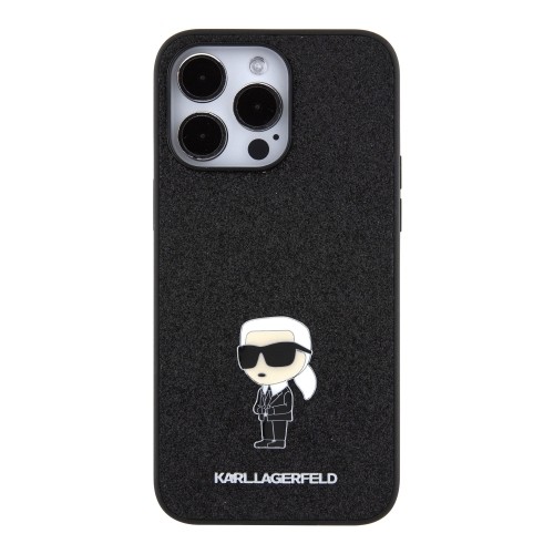 Karl Lagerfeld Fixed Glitter Metal Ikonik Case for iPhone 15 Pro Max Black image 2