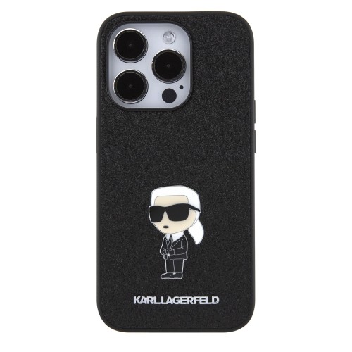 Karl Lagerfeld Fixed Glitter Metal Ikonik Case for iPhone 15 Pro Black image 2