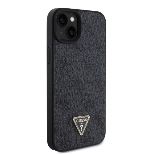 Guess PU 4G Strass Triangle Metal Logo Case for iPhone 15 Plus Black image 2