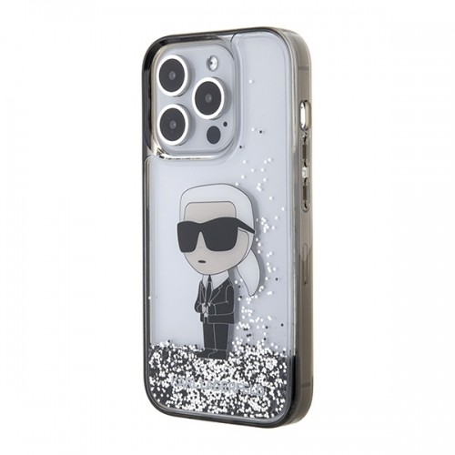 Karl Lagerfeld KLHCP15LLKKNSK iPhone 15 Pro 6.1" transparent hardcase Liquid Glitter Ikonik image 2