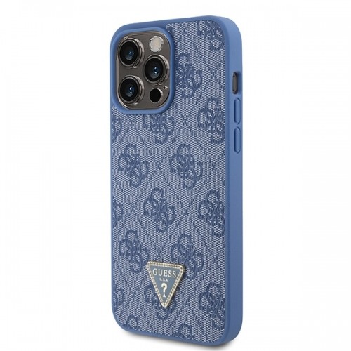 Guess GUHCP15XP4TDPB iPhone 15 Pro Max 6.7" niebieski|blue hardcase Leather 4G Triangle Strass image 2