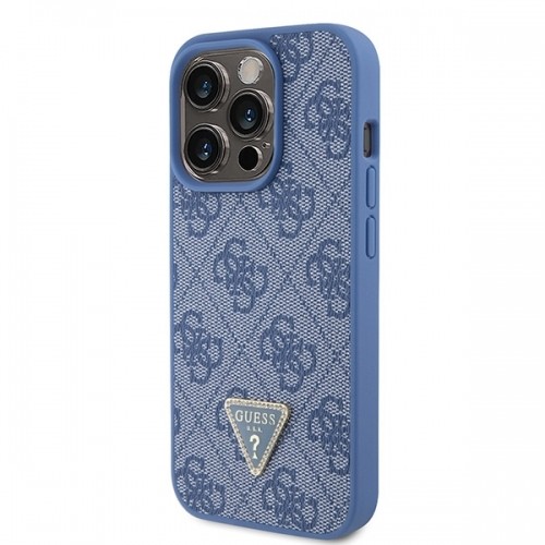 Guess GUHCP15LP4TDPB iPhone 15 Pro 6.1" niebieski|blue hardcase Leather 4G Triangle Strass image 2
