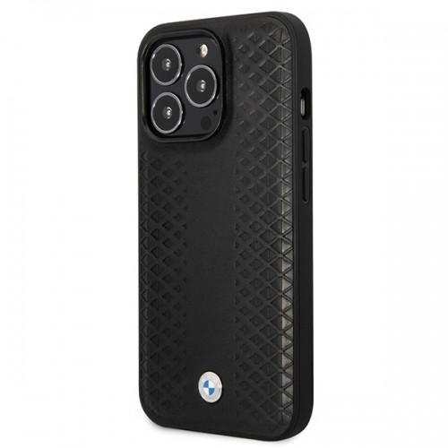 BMW BMHCP14L22RFGK iPhone 14 Pro 6.1" czarny|black Leather Diamond Pattern image 2
