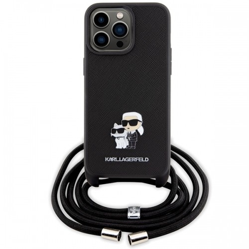Karl Lagerfeld KLHCP15XSAKCPSK iPhone 15 Pro Max 6.7" hardcase czarny|black Crossbody Saffiano Metal Pin Karl & Choupette image 2