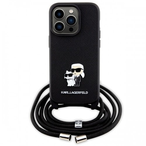 Karl Lagerfeld KLHCP14LSAKCPSK iPhone 14 Pro 6.1" hardcase czarny|black Crossbody Saffiano Metal Pin Karl & Choupette image 2