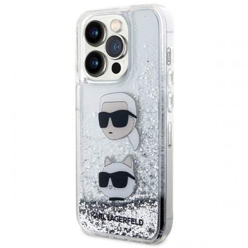Karl Lagerfeld KLHCP14LLDHKCNS iPhone 14 Pro 6.1" srebrny|silver hardcase Liquid Glitter Karl & Choupette Heads image 2