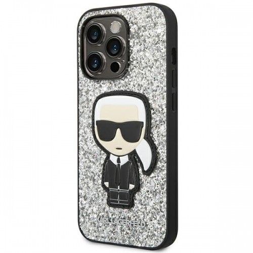Karl Lagerfeld KLHCP14XGFKPG iPhone 14 Pro Max 6,7" hardcase srebrny|silver Glitter Flakes Ikonik image 2