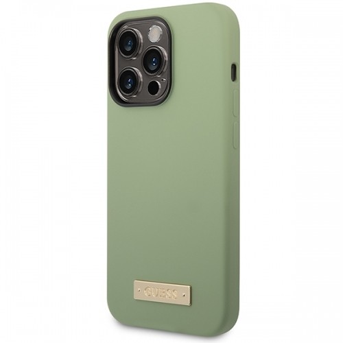 Guess GUHMP14XSBPLA iPhone 14 Pro Max 6.7" zielony|khaki hard case Silicone Logo Plate MagSafe image 2
