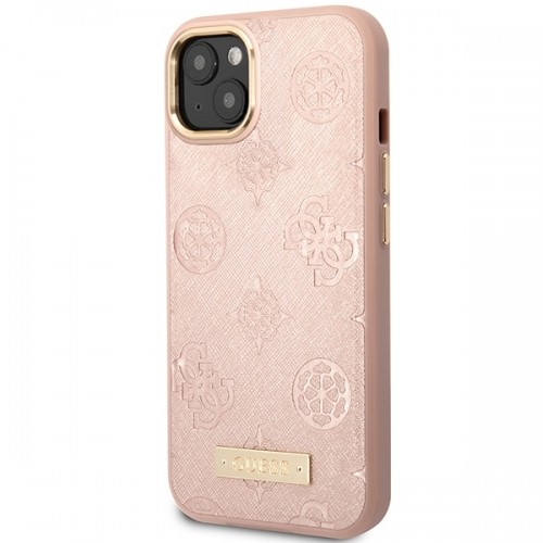 Guess GUHMP14SSAPSTP iPhone 14 6,1" różowy|pink hardcase Peony Logo Plate MagSafe image 2