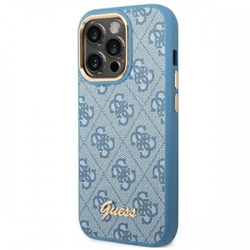 Guess GUHCP14XHG4SHB iPhone 14 Pro Max 6,7" niebieski|blue hard case 4G Vintage Gold Logo image 2