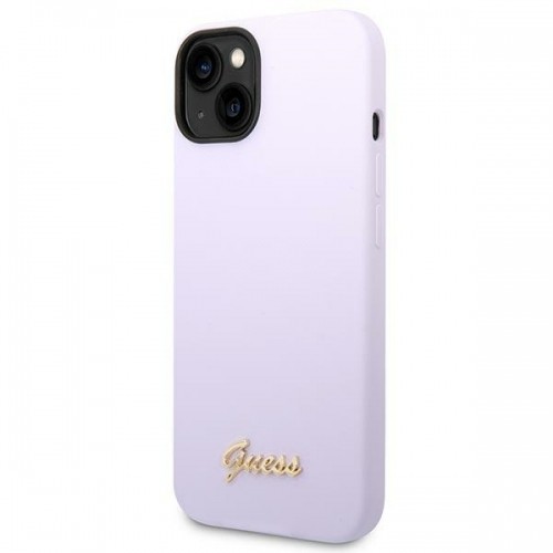 Guess GUHCP14SSLSMU iPhone 14 6,1" fioletowy|purple hard case Silicone Vintage Gold Logo image 2