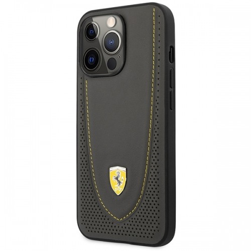 Ferrari FEHCP13LRGOG iPhone 13 Pro | 13 6.1" czarny|black hardcase Leather Curved Line image 2