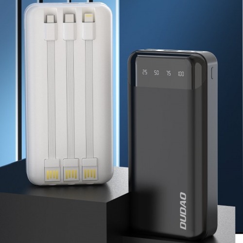 Dudao capacious powerbank with 3 built-in cables 20000mAh USB Type C + micro USB + Lightning white (Dudao K6Pro +) image 2