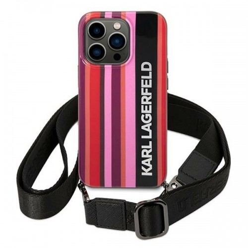 Karl Lagerfeld KLHCP14XSTSTP iPhone 14 Pro Max 6,7" hardcase różowy|pink Color Stripes Strap image 2