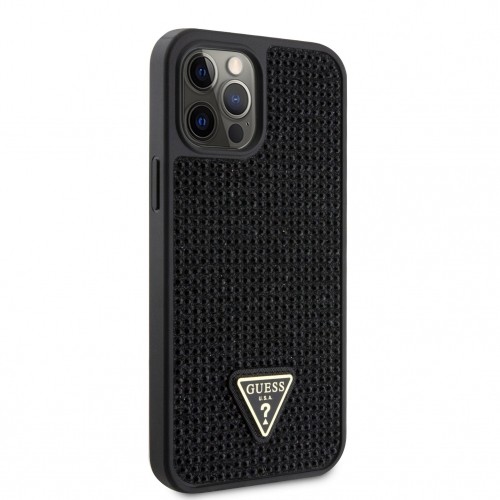 Guess Rhinestones Triangle Metal Logo Case for iPhone 12 Pro Max Black image 2