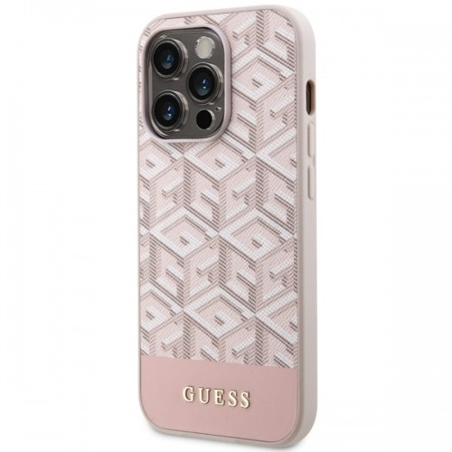 Guess GUHMP14LHGCFSEP iPhone 14 Pro 6,1" różowy|pink hard case GCube Stripes MagSafe image 2