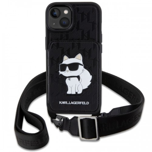 Karl Lagerfeld KLHCP14SCSAKHPCK iPhone 14 6.1" hardcase czarny|black Crossbody Saffiano Monogram Choupette image 2