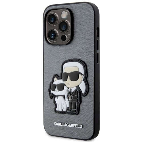 Karl Lagerfeld KLHCP14LSANKCPG iPhone 14 Pro 6.1" hardcase srebrny|silver Saffiano Karl & Choupette image 2