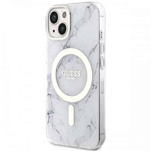 Guess GUHMP14MPCUMAH iPhone 14 Plus 6.7" biały|white hardcase Marble MagSafe image 2